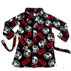 Star Wars Stormtrooper Boys Soft Robe Black White Red Pockets‎ Kid Size 8